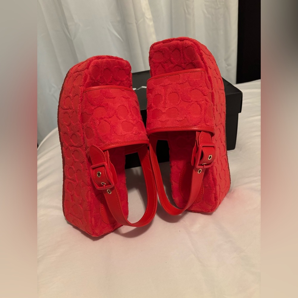 COACH NOELLE SANDAL Women's Orange Platform Sandals - Picture 7 of 13